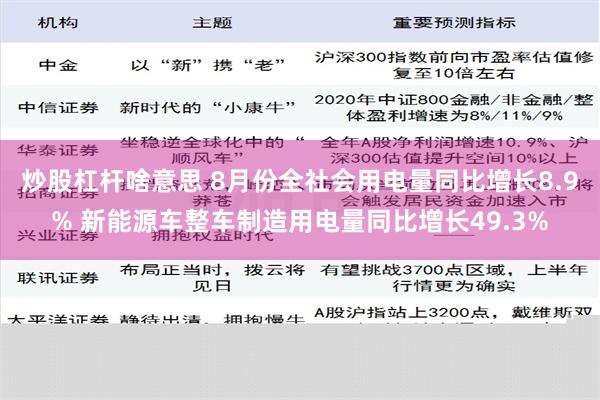 炒股杠杆啥意思 8月份全社会用电量同比增长8.9% 新能源车整车制造用电量同比增长49.3%