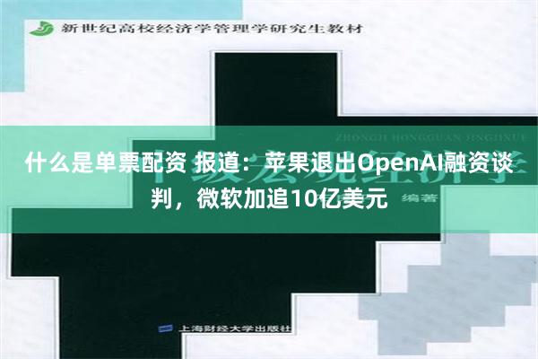 什么是单票配资 报道：苹果退出OpenAI融资谈判，微软加追10亿美元