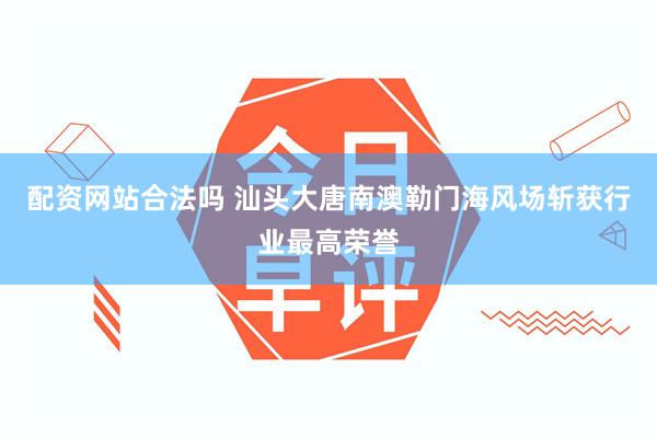配资网站合法吗 汕头大唐南澳勒门海风场斩获行业最高荣誉