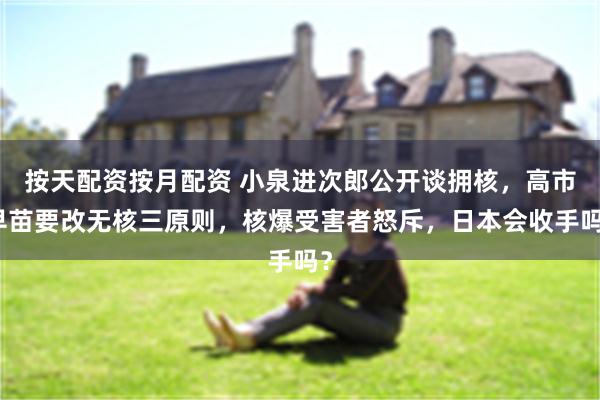 按天配资按月配资 小泉进次郎公开谈拥核，高市早苗要改无核三原则，核爆受害者怒斥，日本会收手吗？